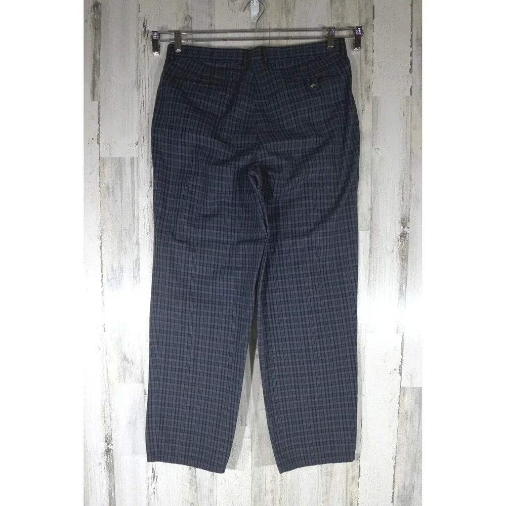 Tommy Hilfiger Plaid Pleated Trousers 38 (fits 36x32) Blue Gray Vintage Baggy‎